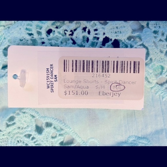 Eberjey Shorts Crochet Swim Cover Up Spirit Dancer Sammy Turquoise Aqua Medium - Picture 4 of 6